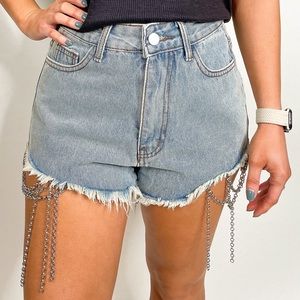 Chain Denim Shorts